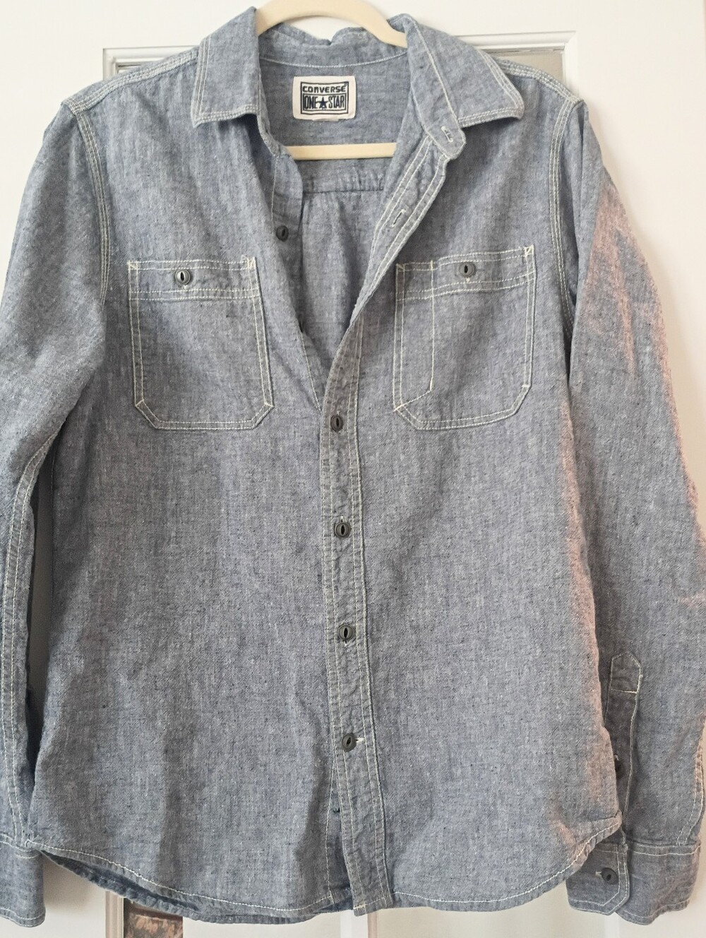 Converse One star Small  Men's long Sleeve Bottom Down Shirt